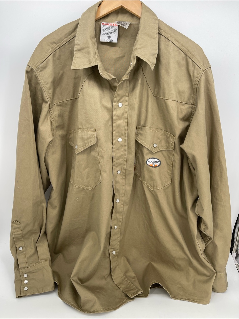 Rasco Fr Men’s Lightweight Twill Western Style Yoke Work Shirt Khaki 4XL-Long